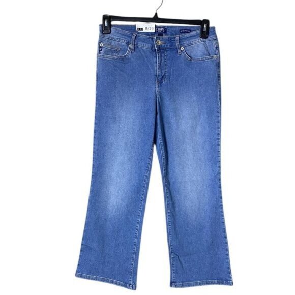 Ralph Lauren Chaps Women’s Mid-Rise Crop Kick Jeans Size 8  Medium Wash … - Picture 1 of 7